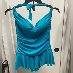 Chaps brand, Size 14, Turquoise, one piece bathing suit